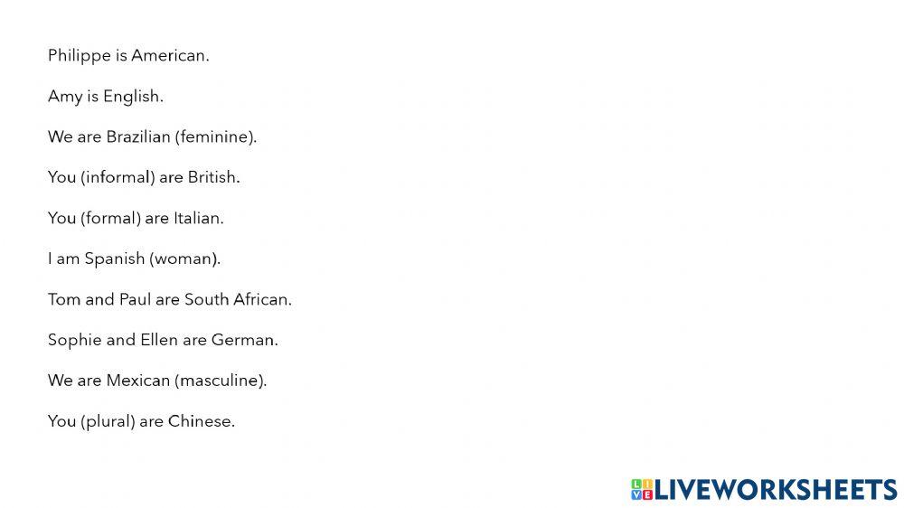 Etre et nationalités