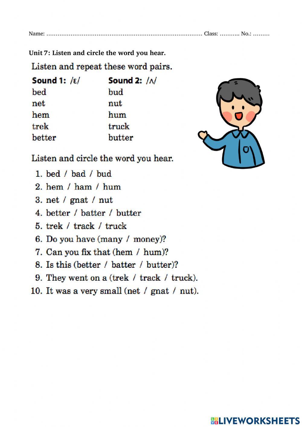 Pronunciation Pairs Unit 7