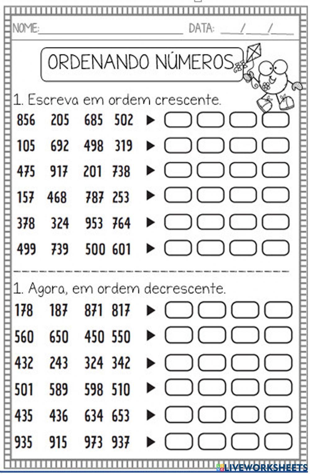 Ordem crescente e decrescente