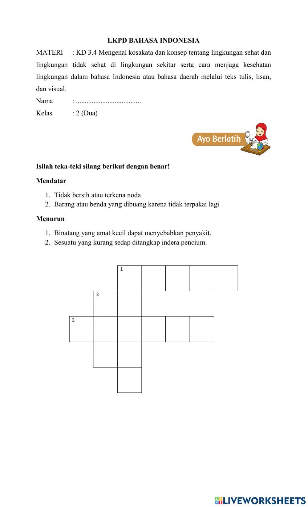 Lkpd bi kd 3.4.2 kosakata lingkungan tidak sehat