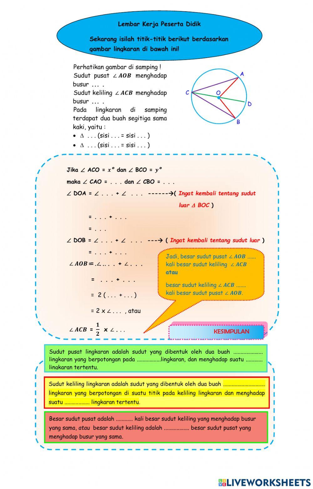 Sudut pusat dan sudut keliling