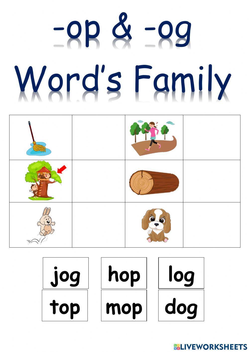Word Family - ob - Worksheet Digital