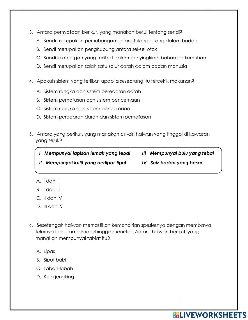 Ujian Pertengahan Tahun Sains Tahun 5