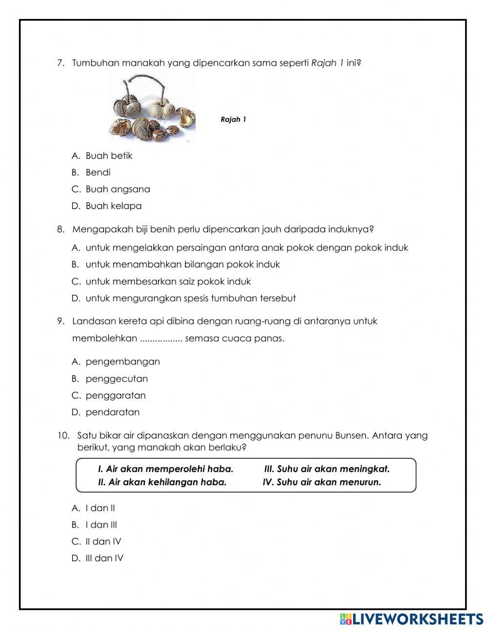 Ujian Pertengahan Tahun Sains Tahun 5