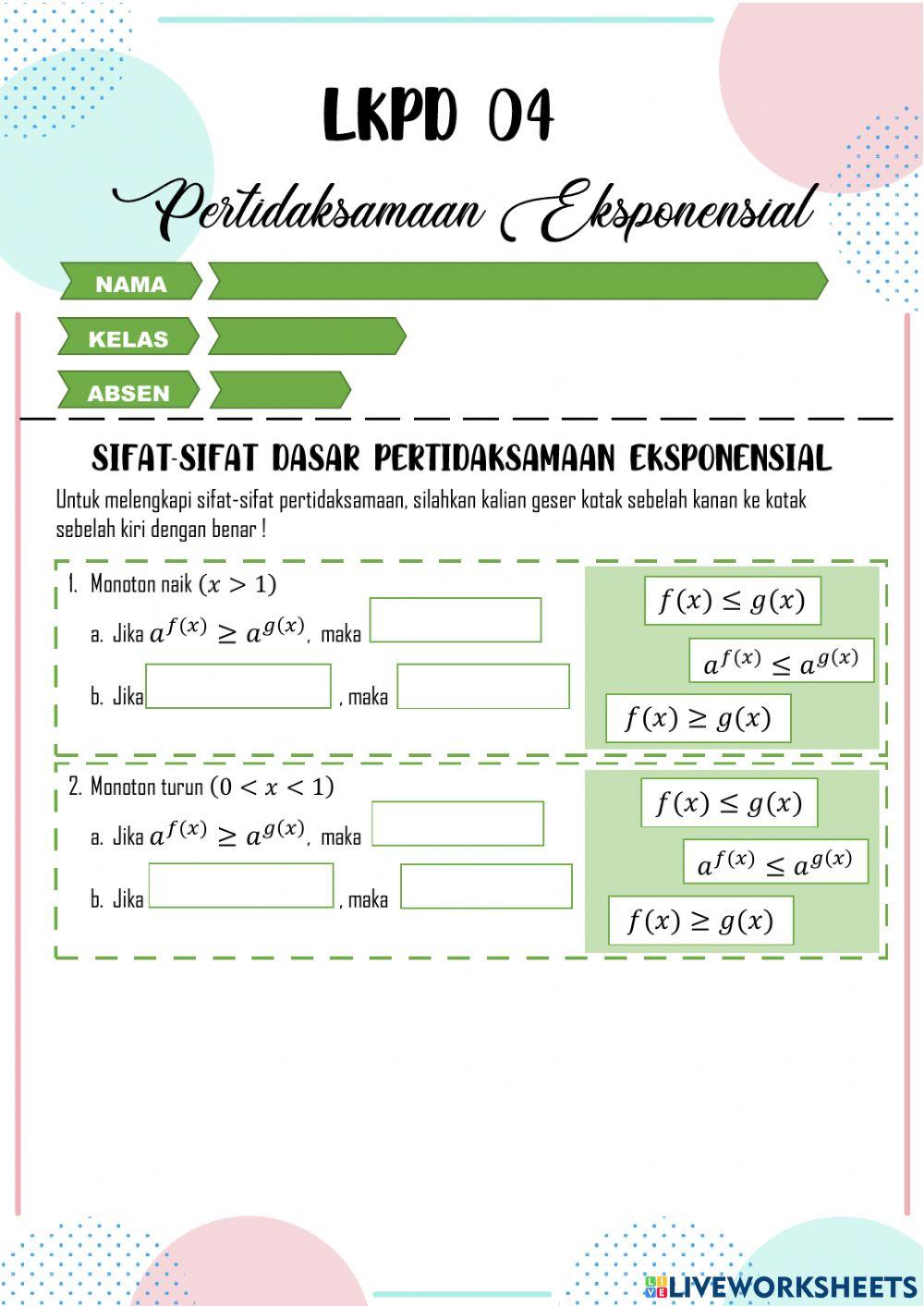 LKPD 04-Pertidaksamaan Eksponensial