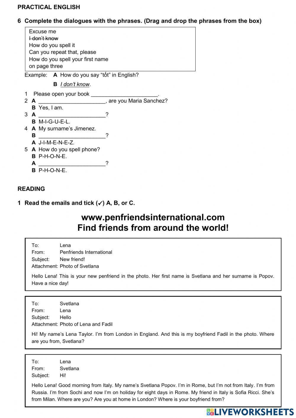 B 1A - where are you from, days, how do you spell that