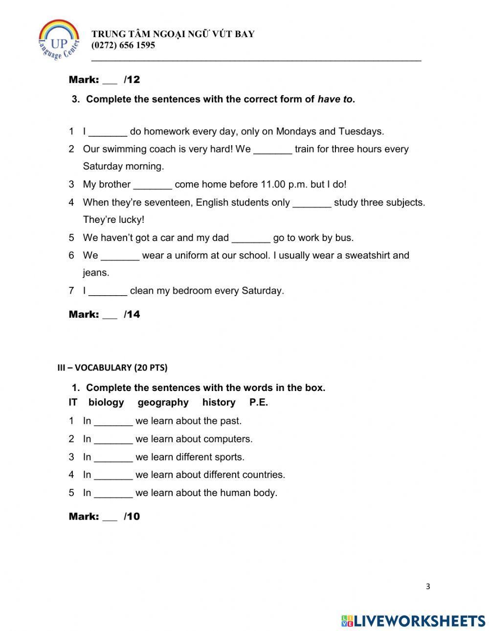Solution elementary unit 1-3