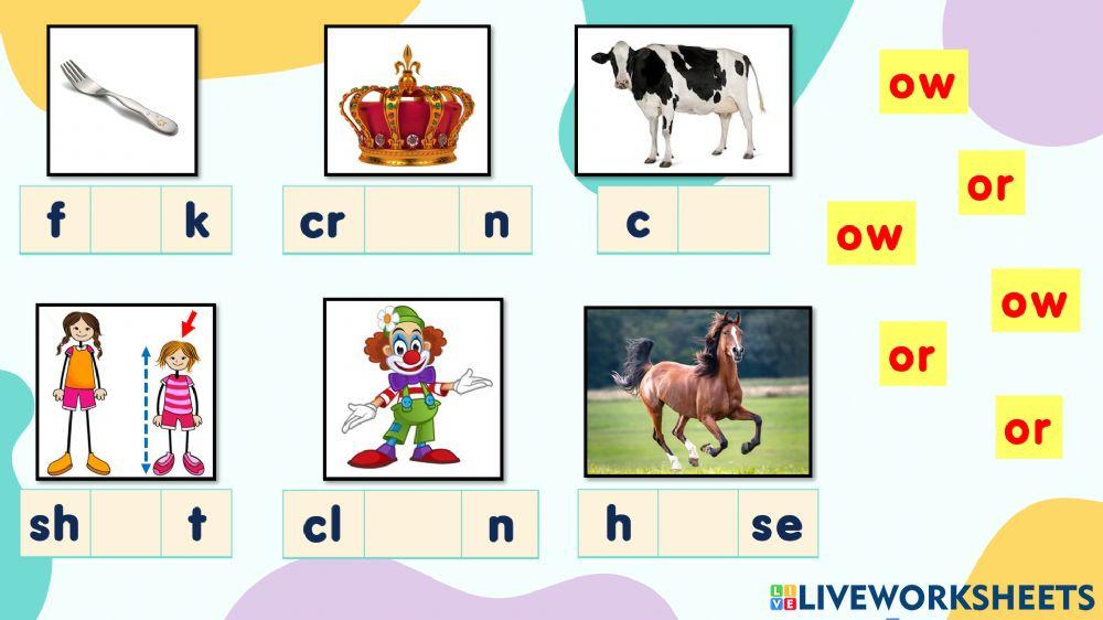 Paste the correct sound for each picture.