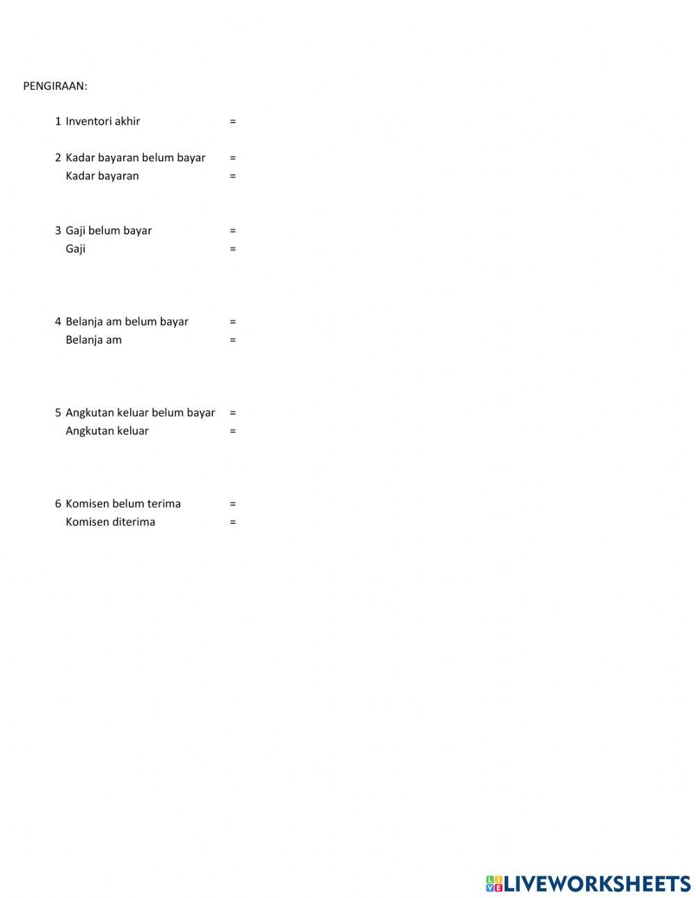 Pengiraan pelarasan akaun nominal