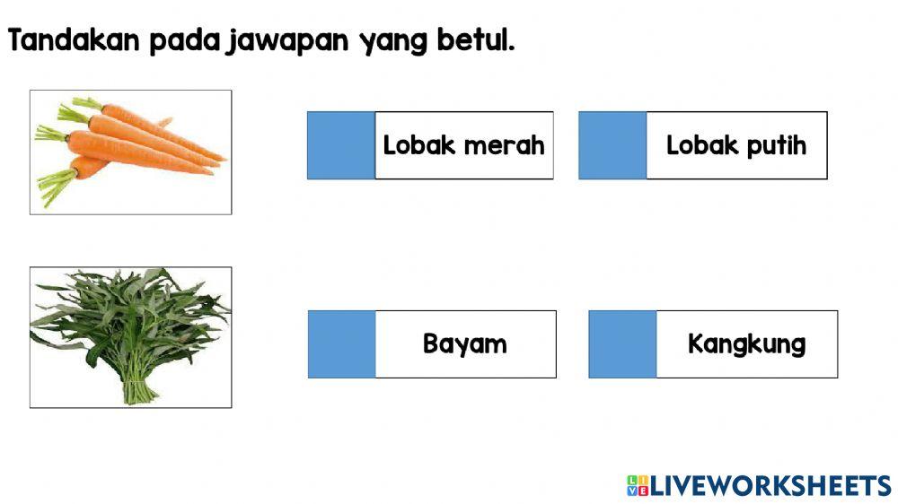 Nama sayuran