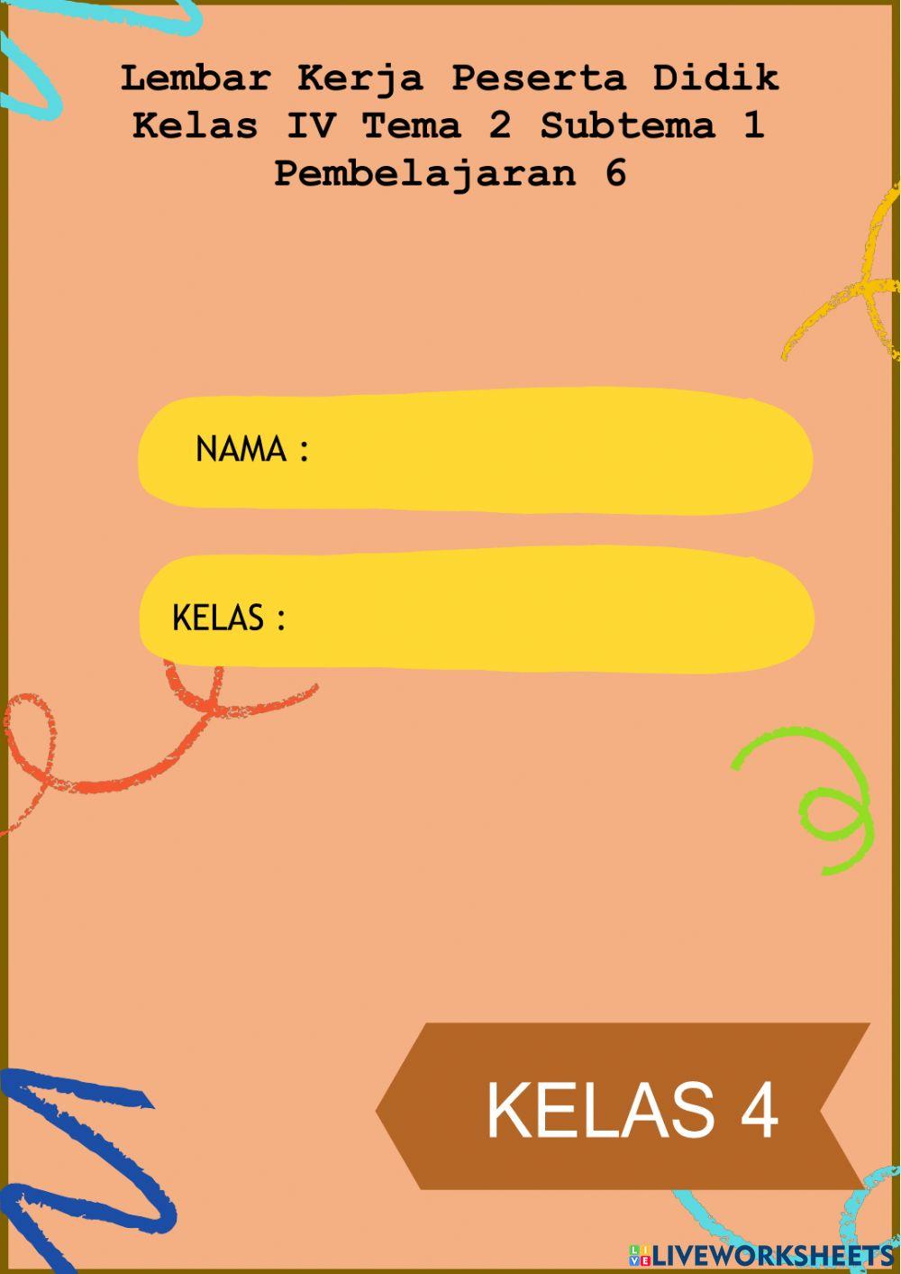 LKPD Kelas 4 tema 2 subtema 1 pb 6