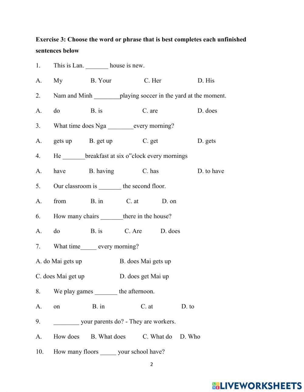 Monthly test - Grade 6