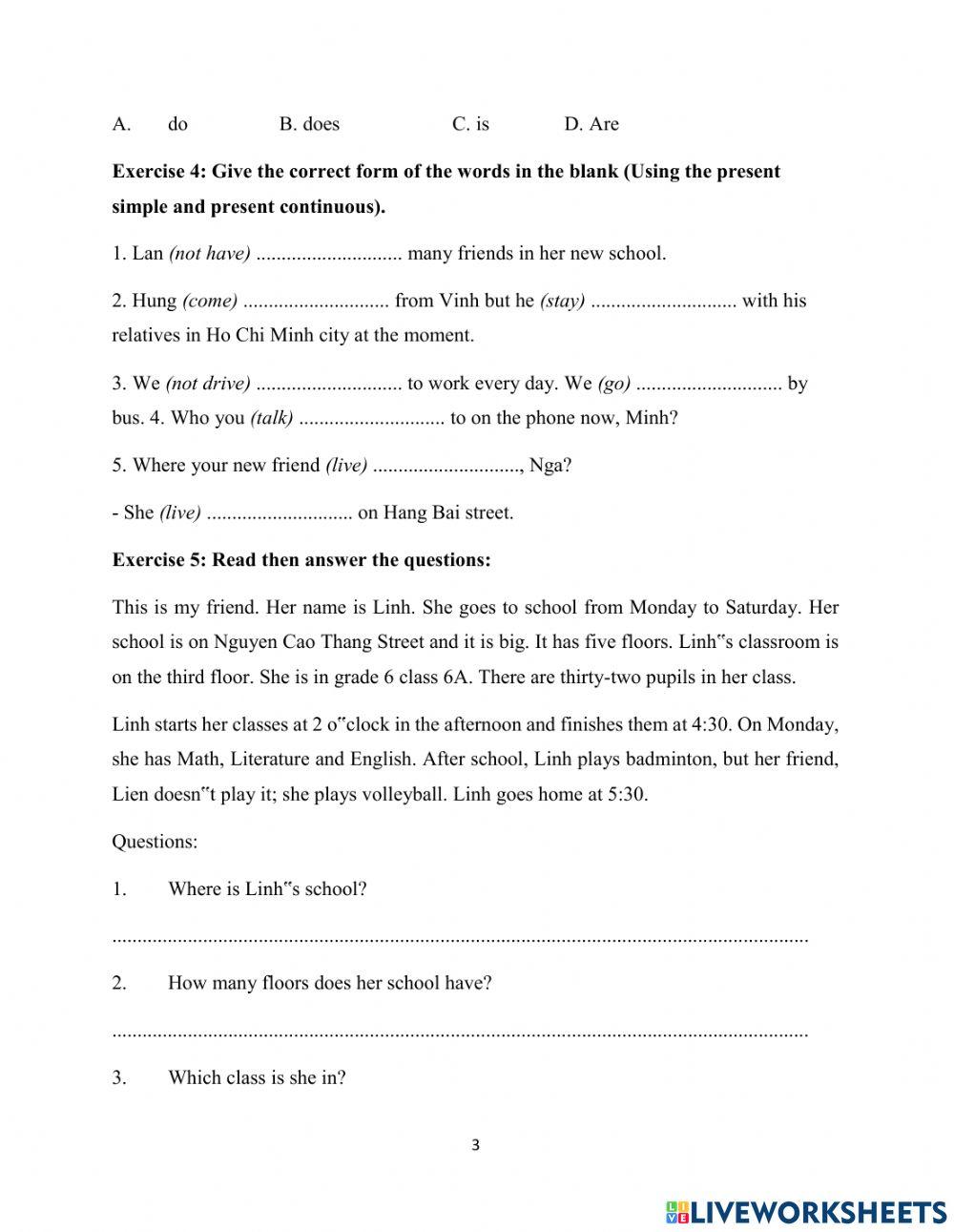 Monthly test - Grade 6