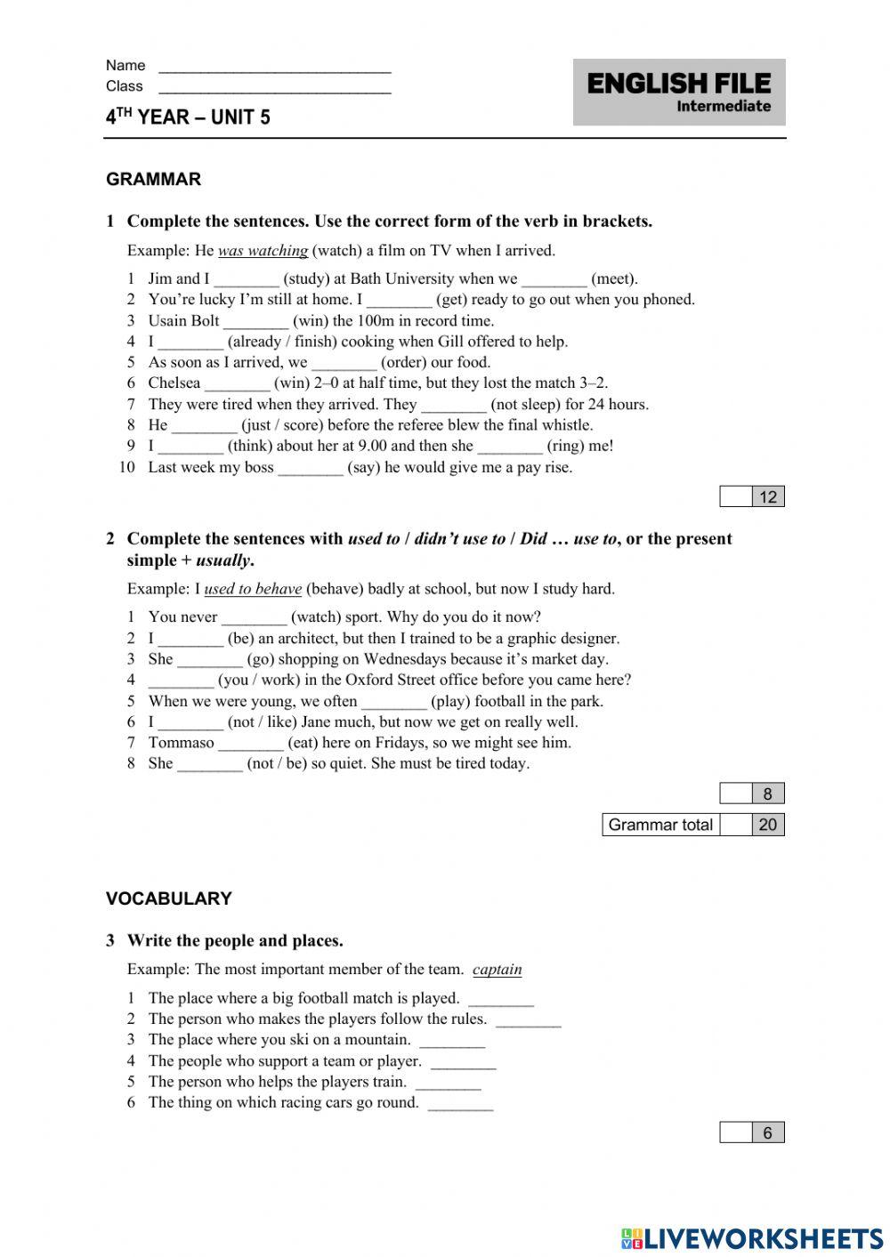 4th year unit 5 test 2021