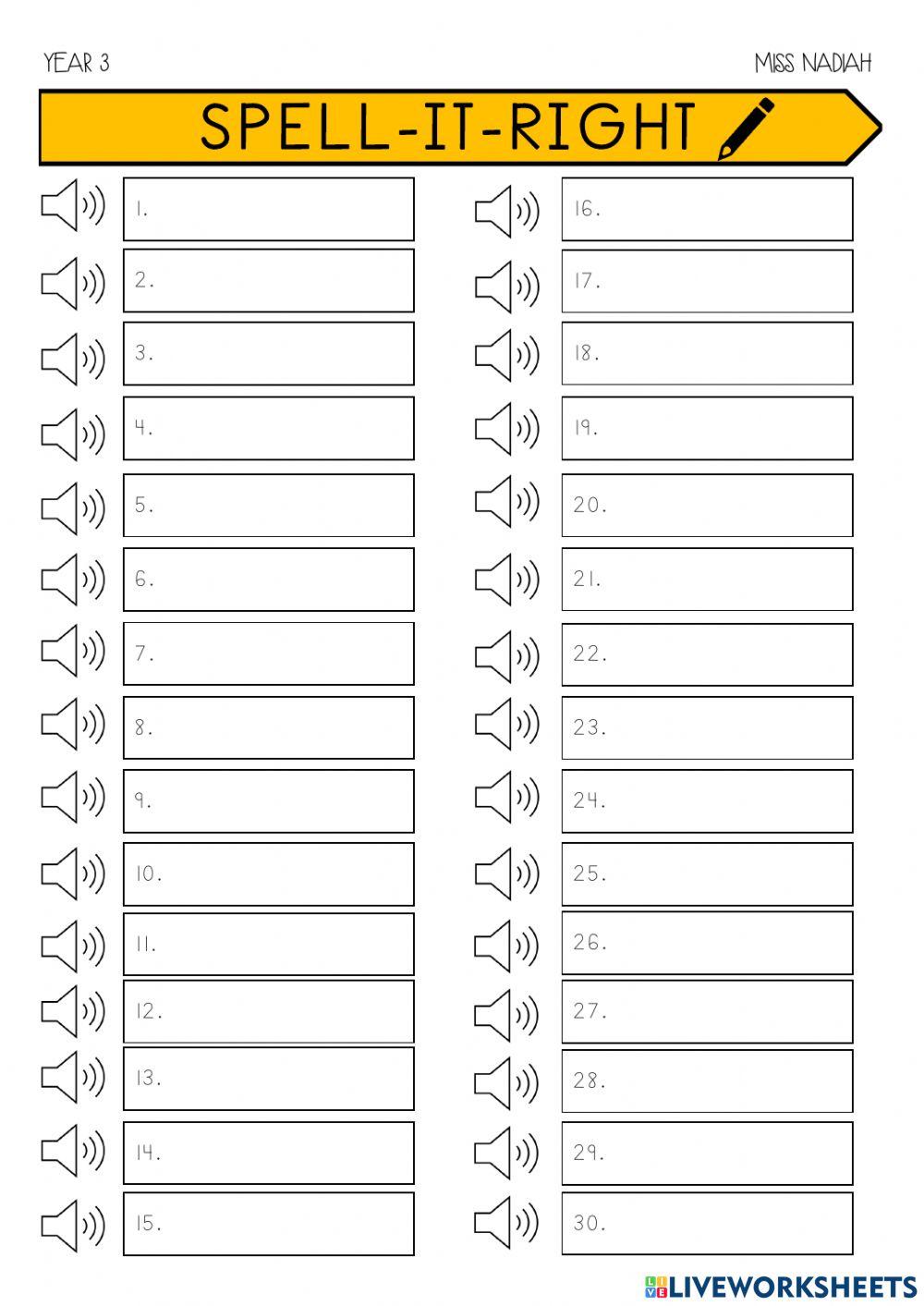 SpellItRight 1274585 izzatulnadiah Live Worksheets