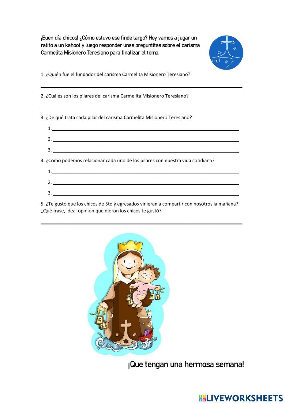 Carisma carmelita misionero teresiano