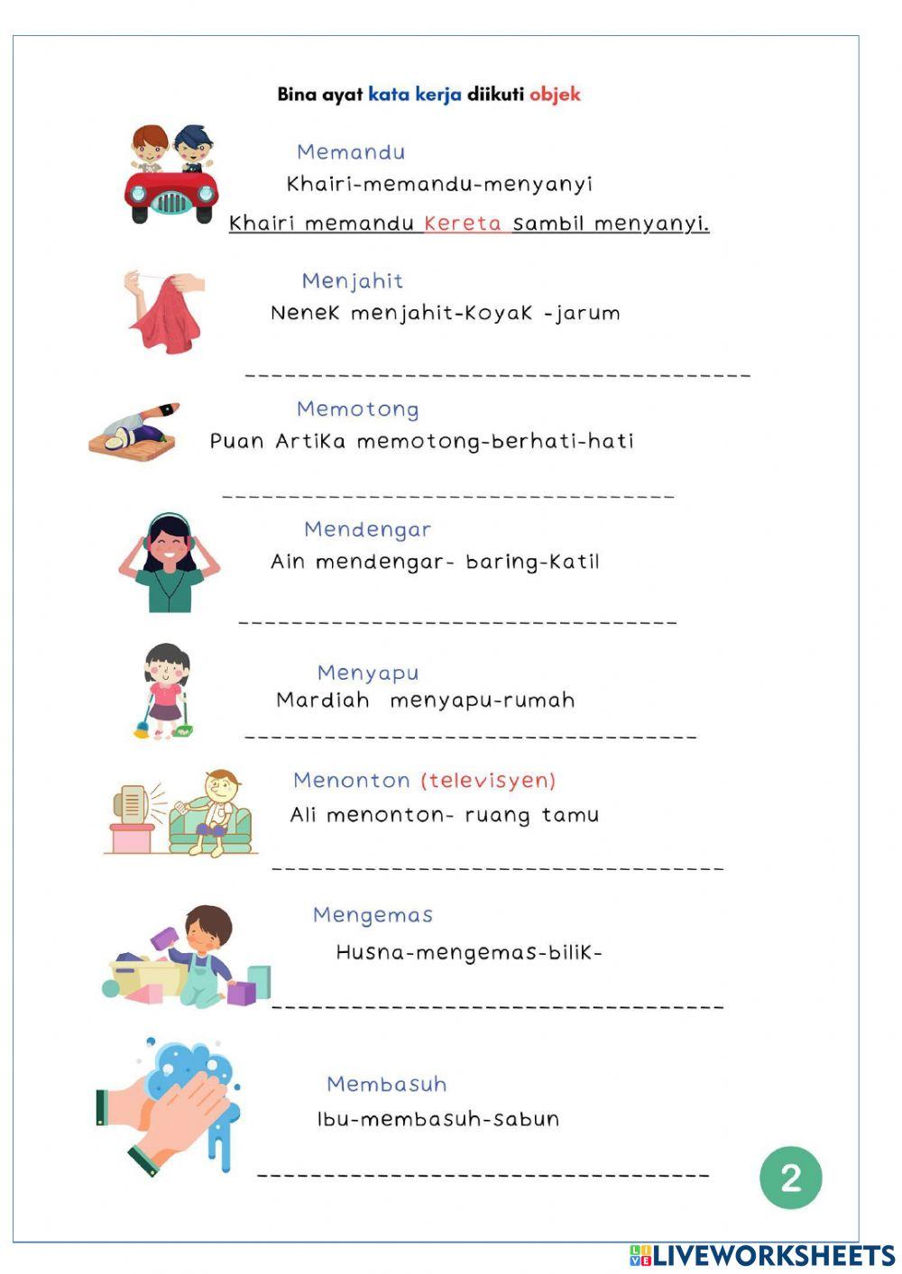 Bina ayat dengan kata kerja