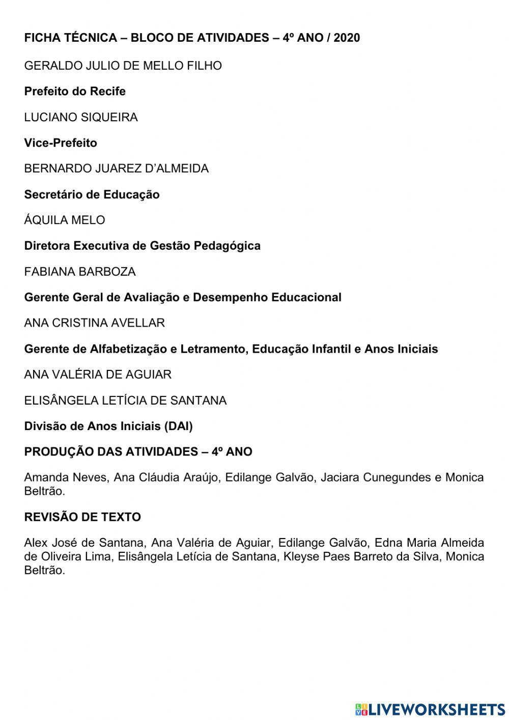 Exercício interdisciplinar