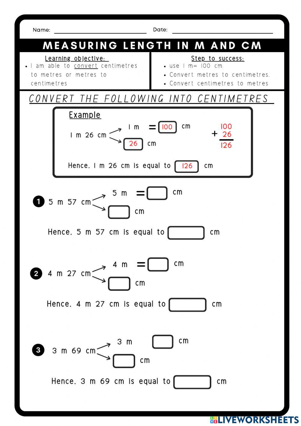 Conversion of length (cm and m)