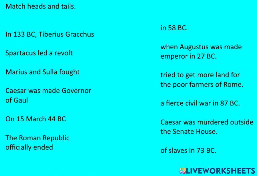 The rise of Julius Caesar interactive worksheet Live Worksheets