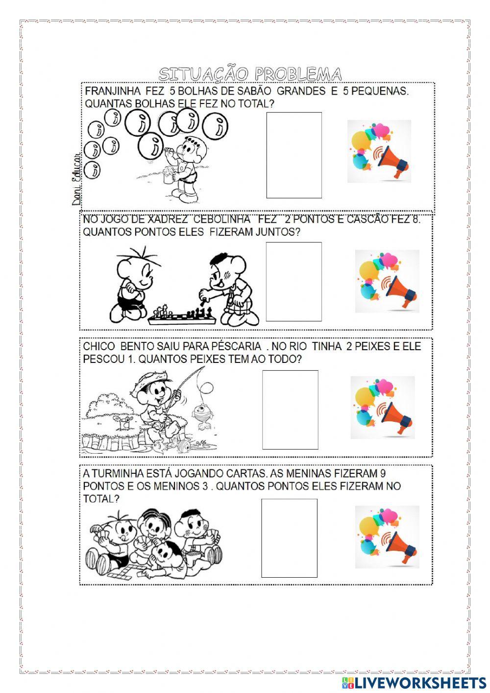 Situações problema adição simples