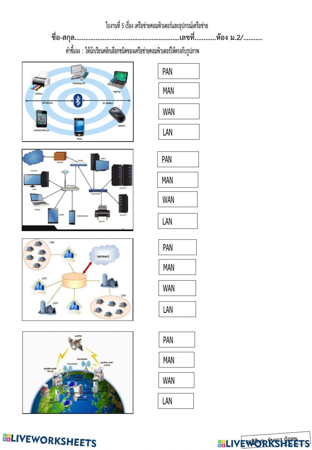 ใบงานที่ 5 เรื่อง เครือข่ายคอมพิวเตอร์และอุปกรณ์เครือข่าย