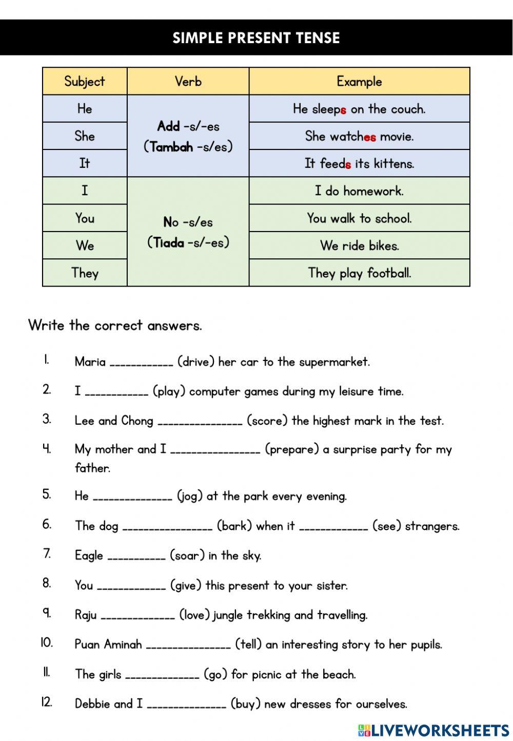 Simple present tense