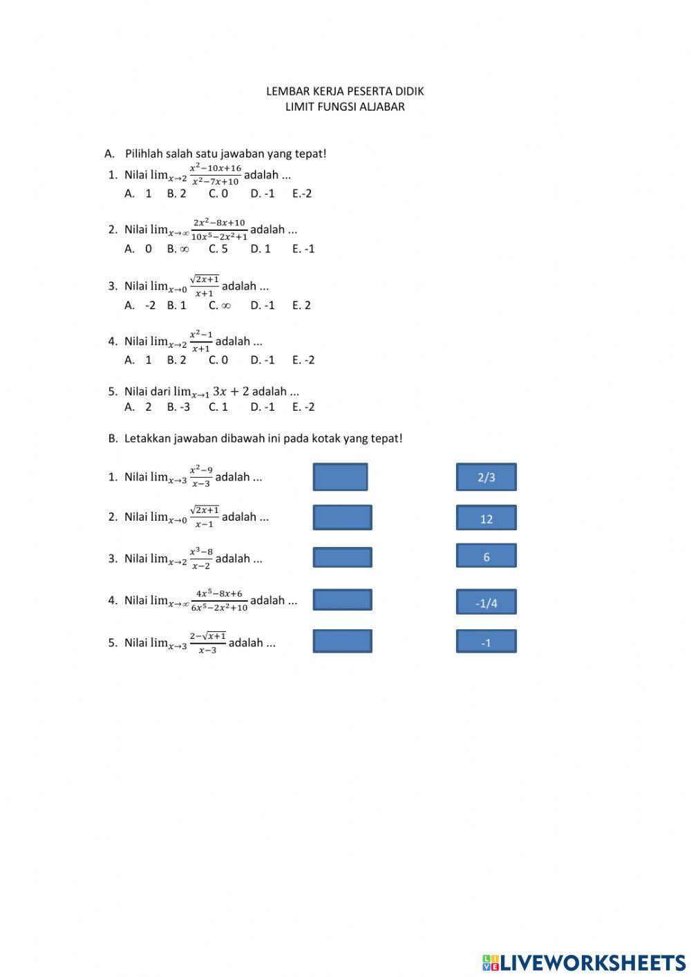 Lkpd limit fungsi aljabar