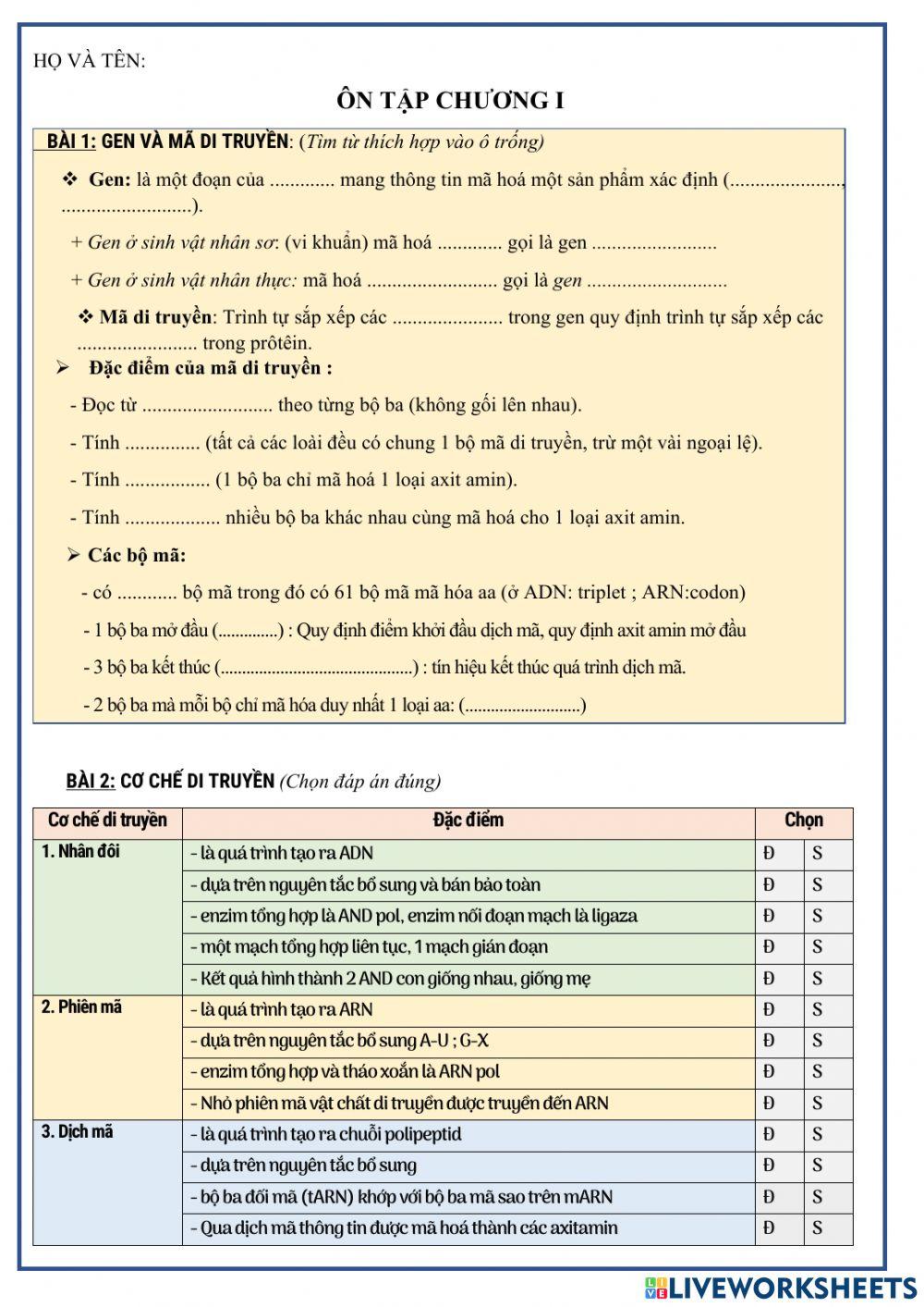 Ôn thi tnthpt môn sinh học