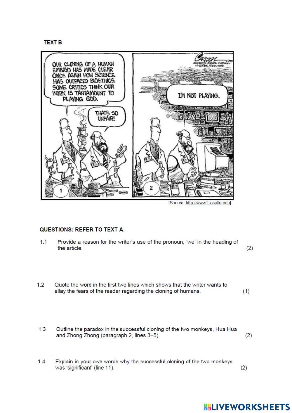 English paper 1 part 1