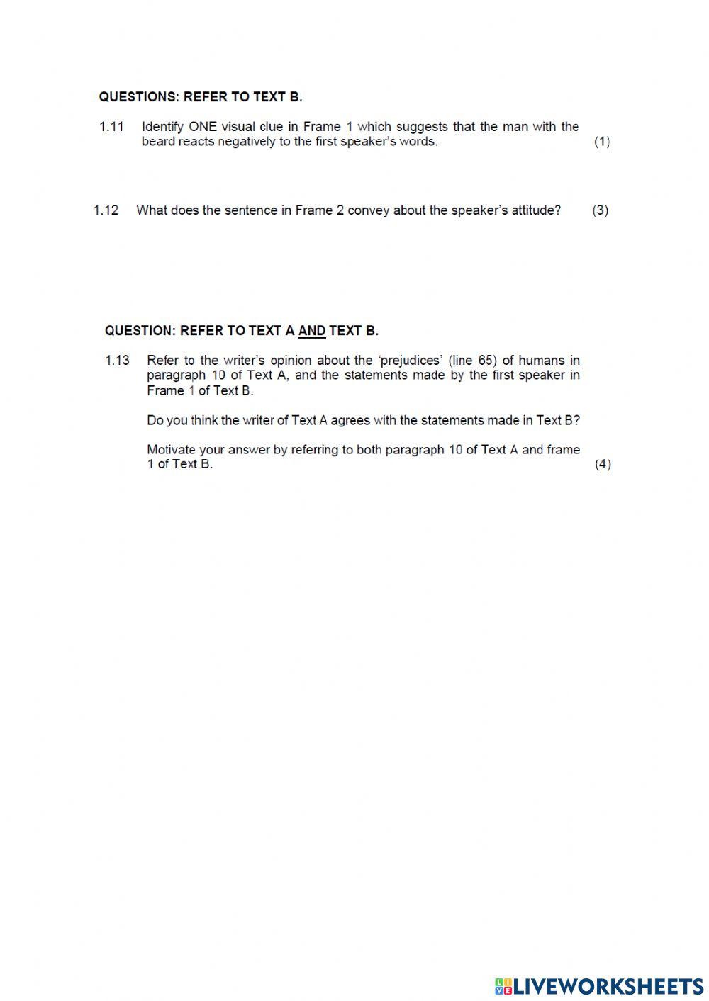 English paper 1 part 1