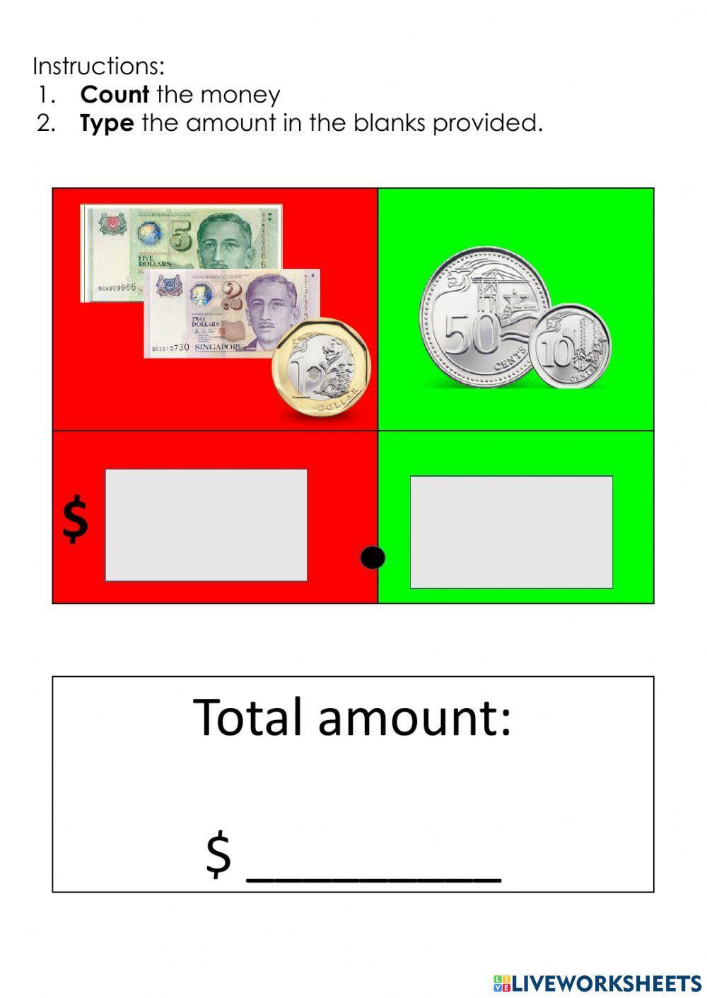 Counting Money Up to SGD50