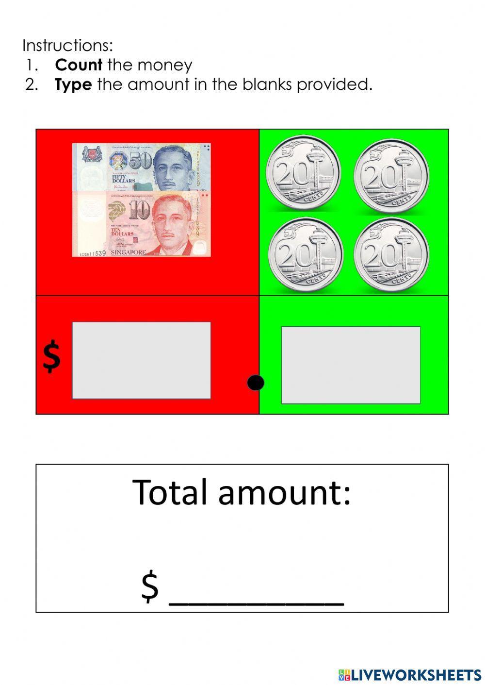 Counting Money Up to SGD50