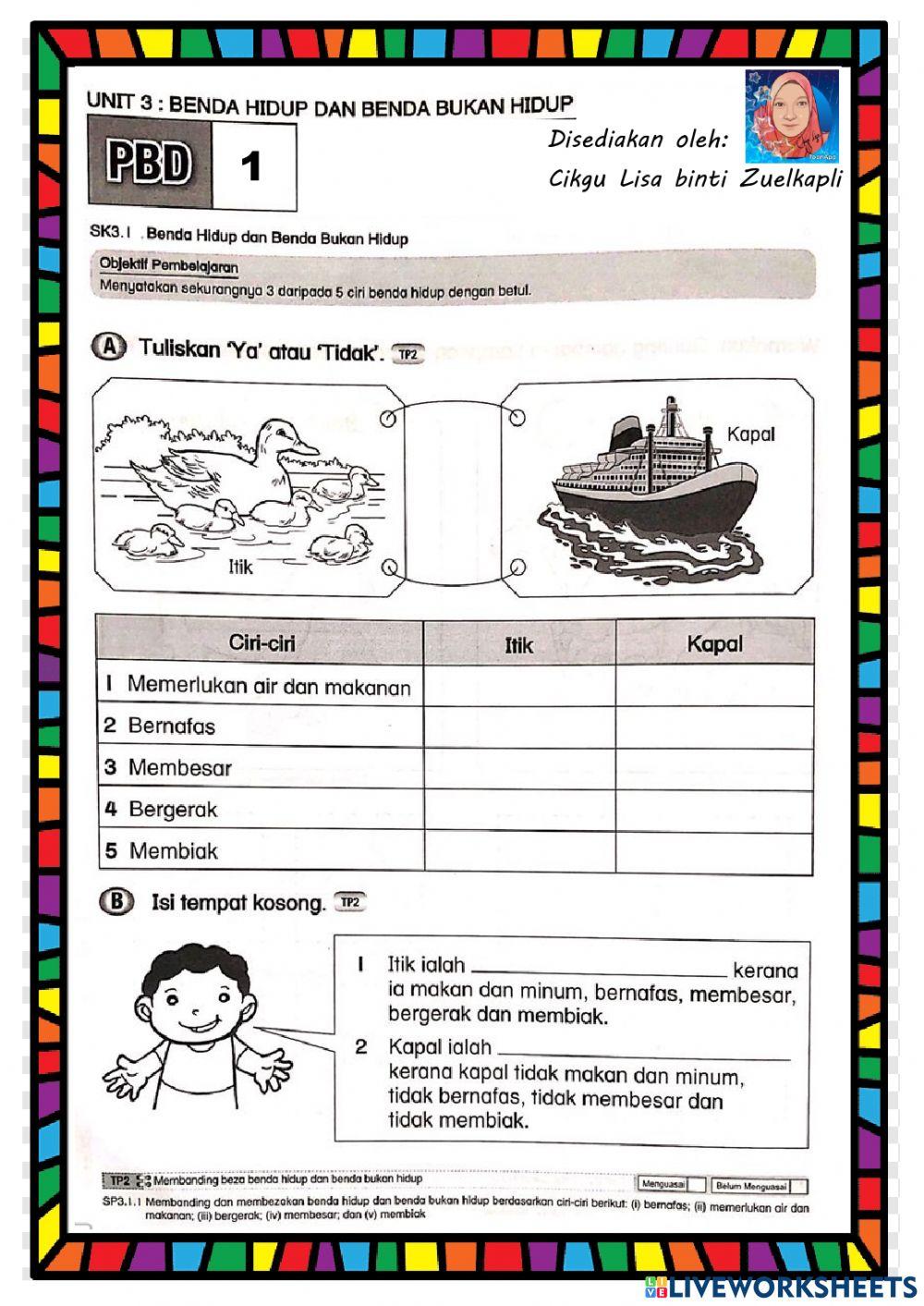 Uji diri Sains tahun 1
