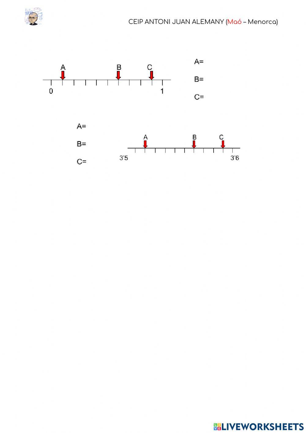 Decimals a la recta numèrica