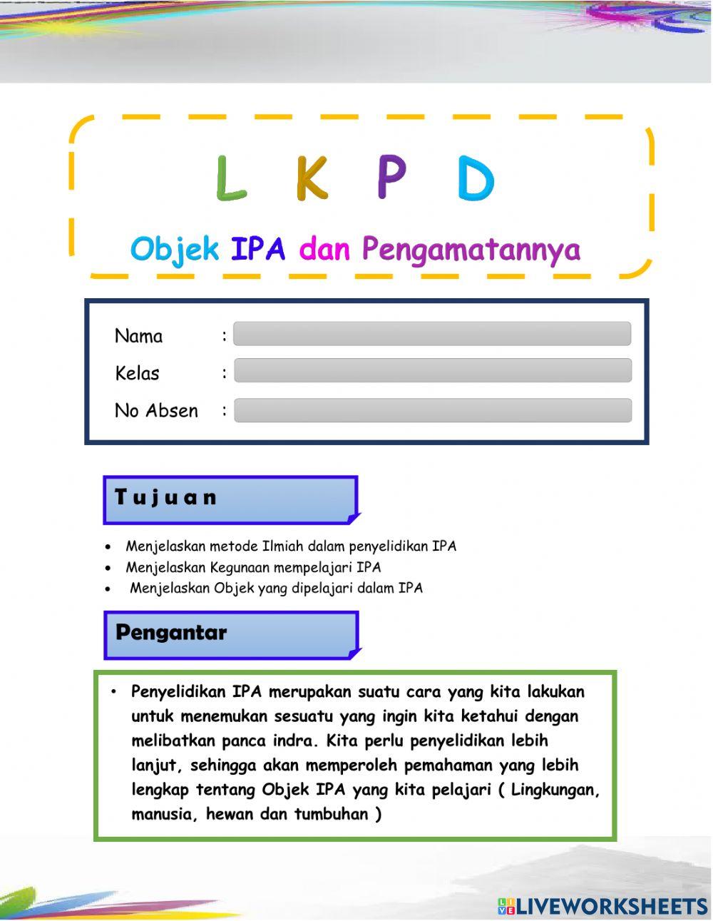 Objek ipa dan pengamatannya Objek ipa dan pengamatannya