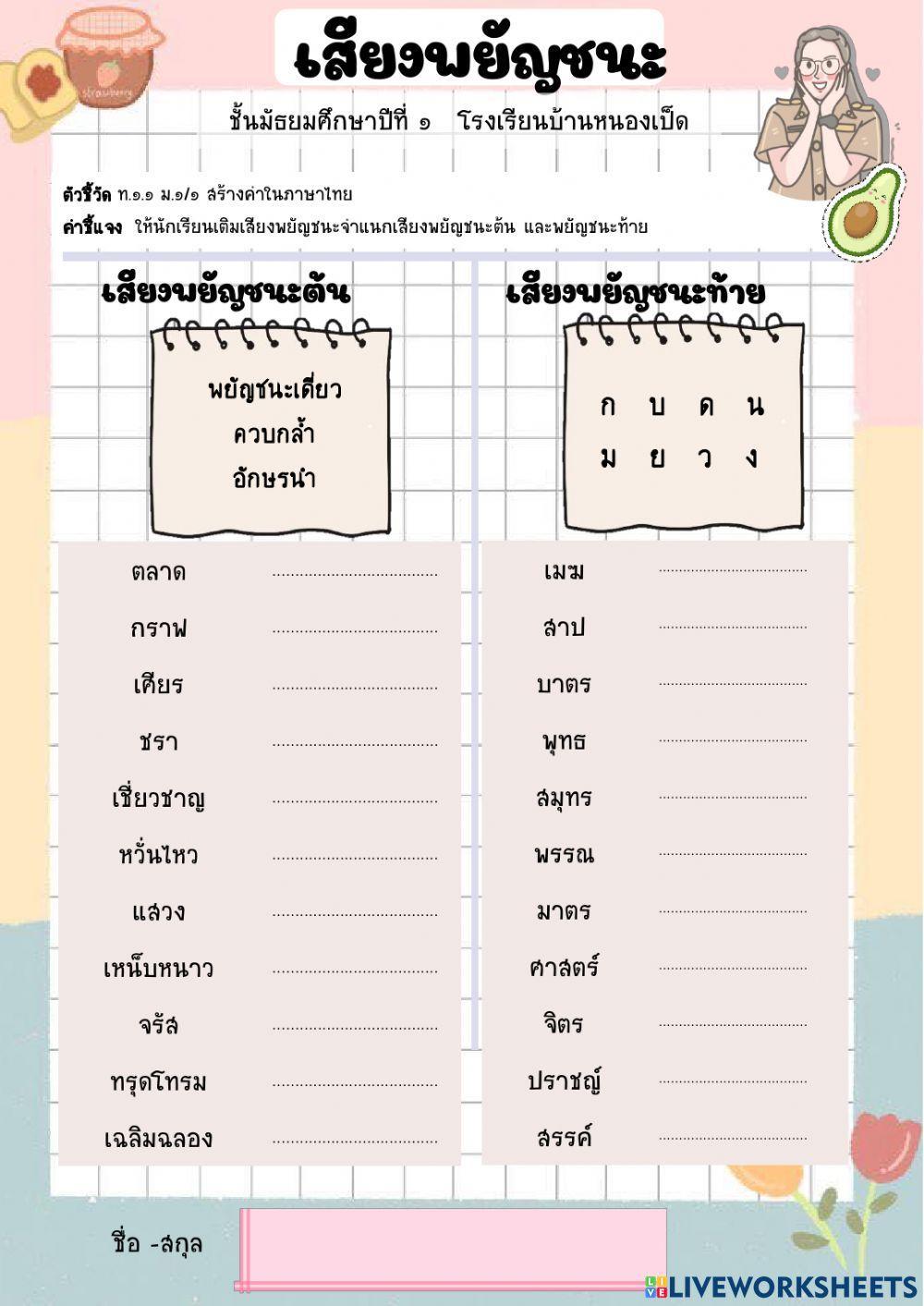 เสียงในภาษาไทย ม.1