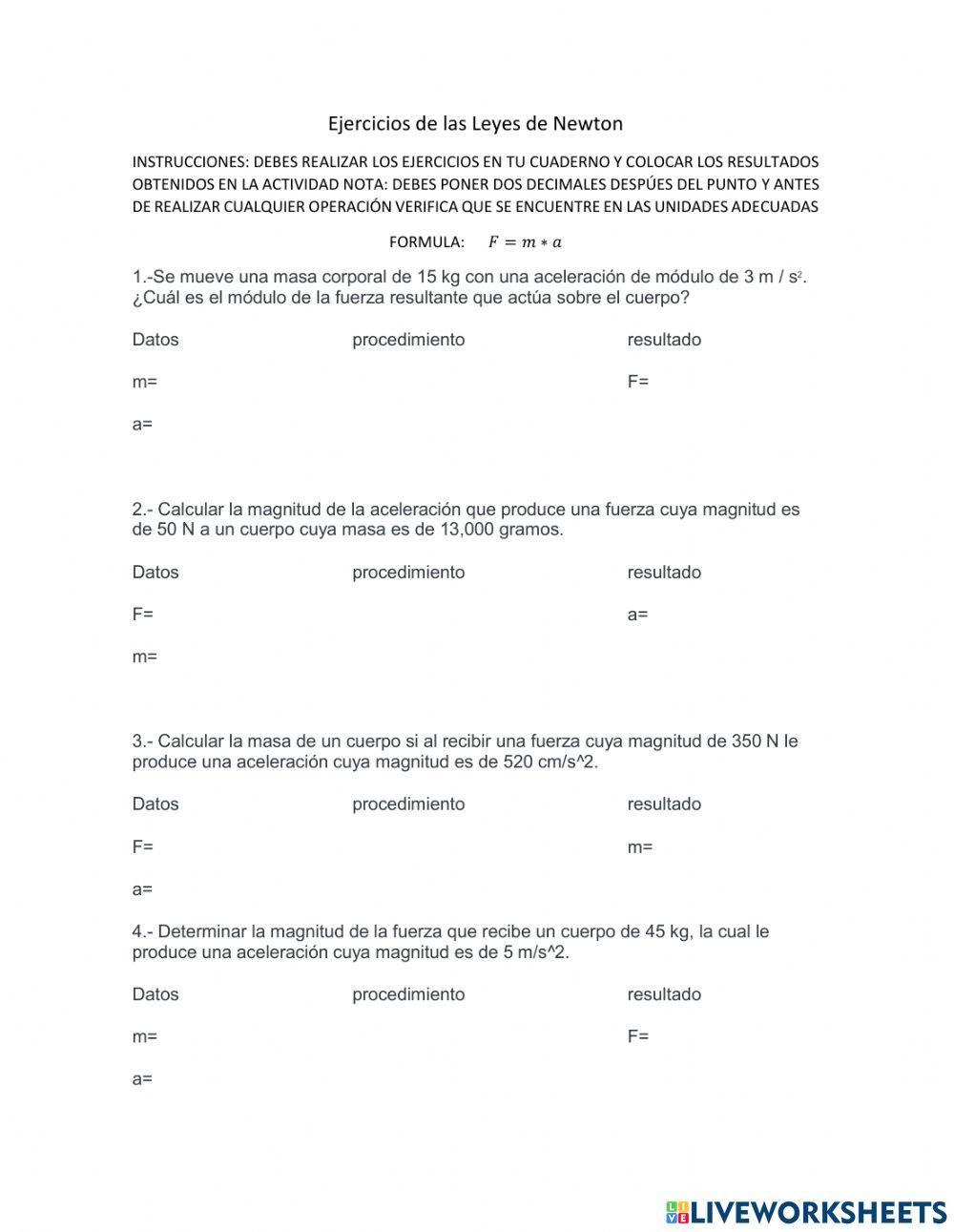 Ejercicios Leyes de Newton