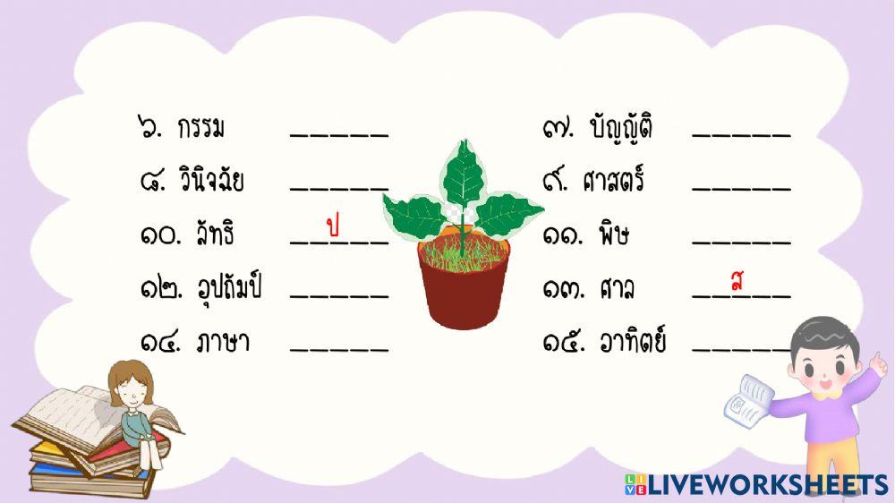 แบบทดสอบ เรื่อง คำบาลี สันสกฤต