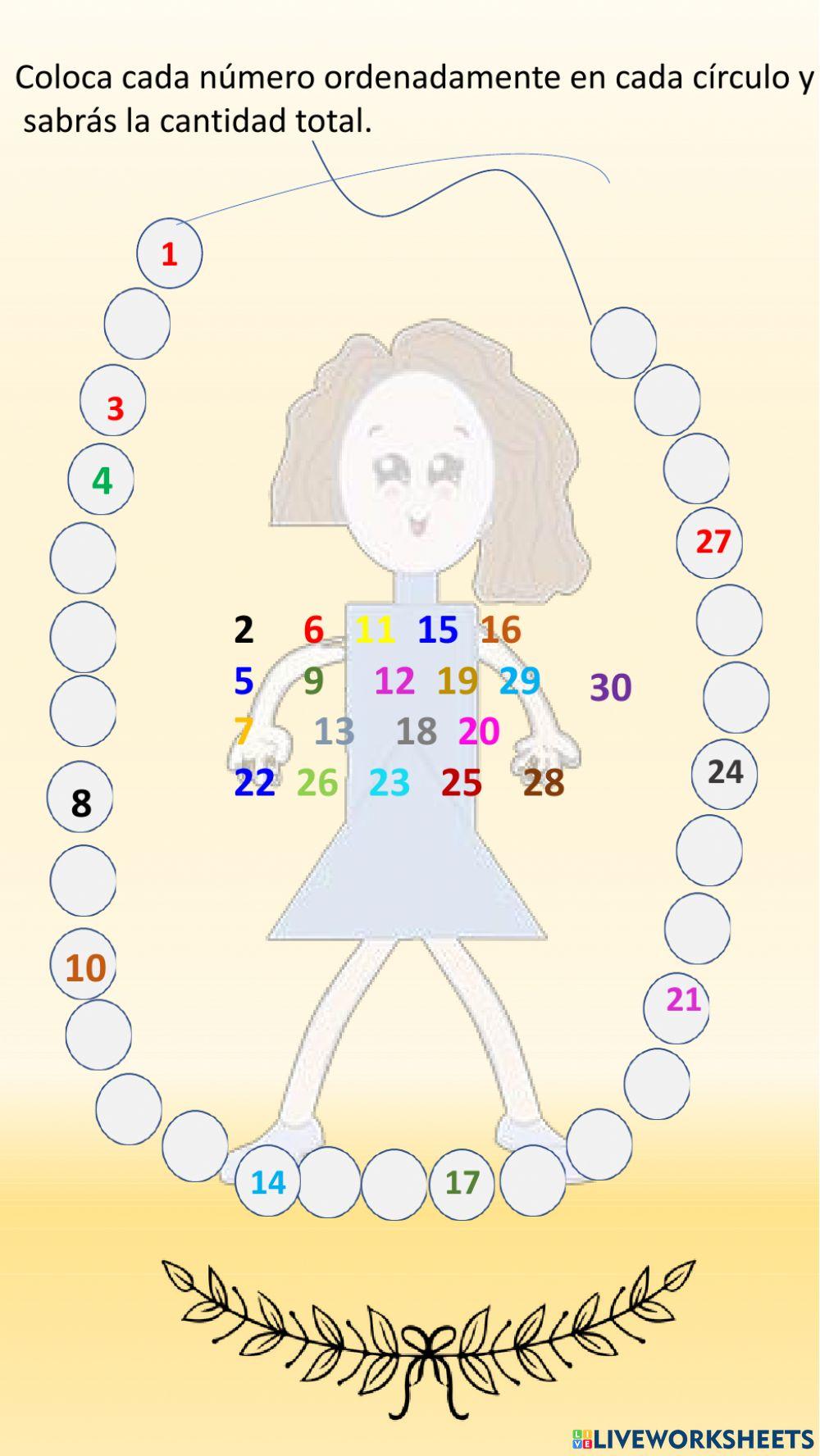 Coloca cada número en cada círculo y sabrás la cantidad total que hay.