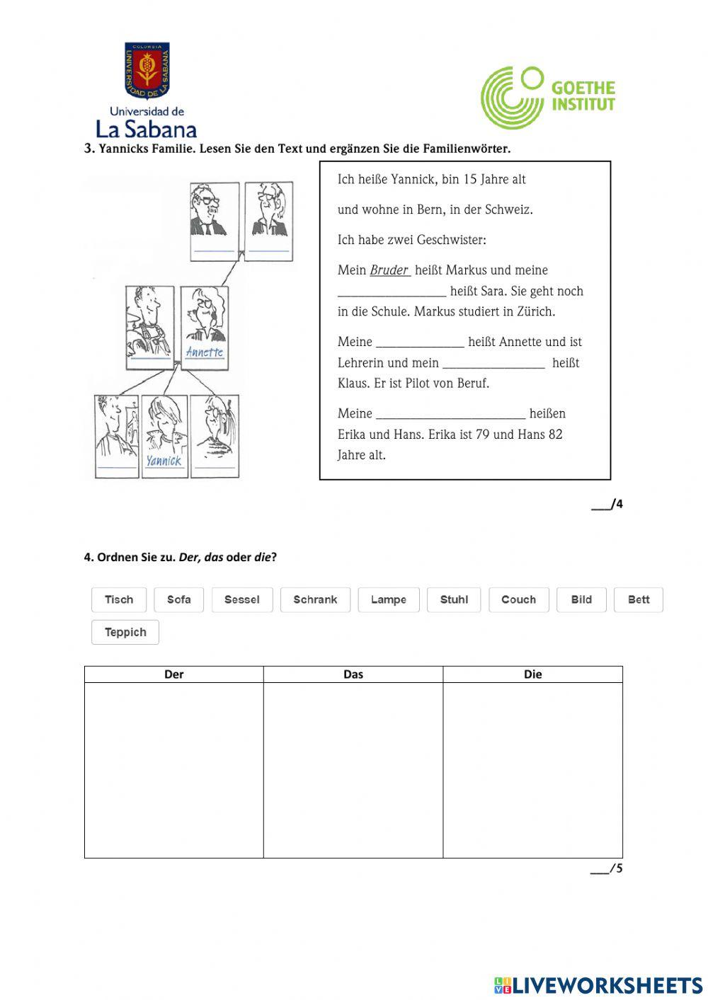 Wortschatztest Abschnitt 1 Alemán 1
