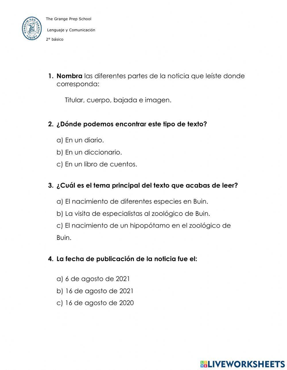 Comprensión lectora - Noticia