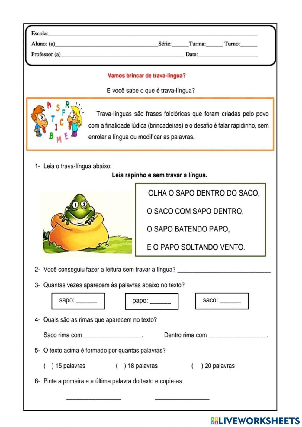 Trava língua Trava língua