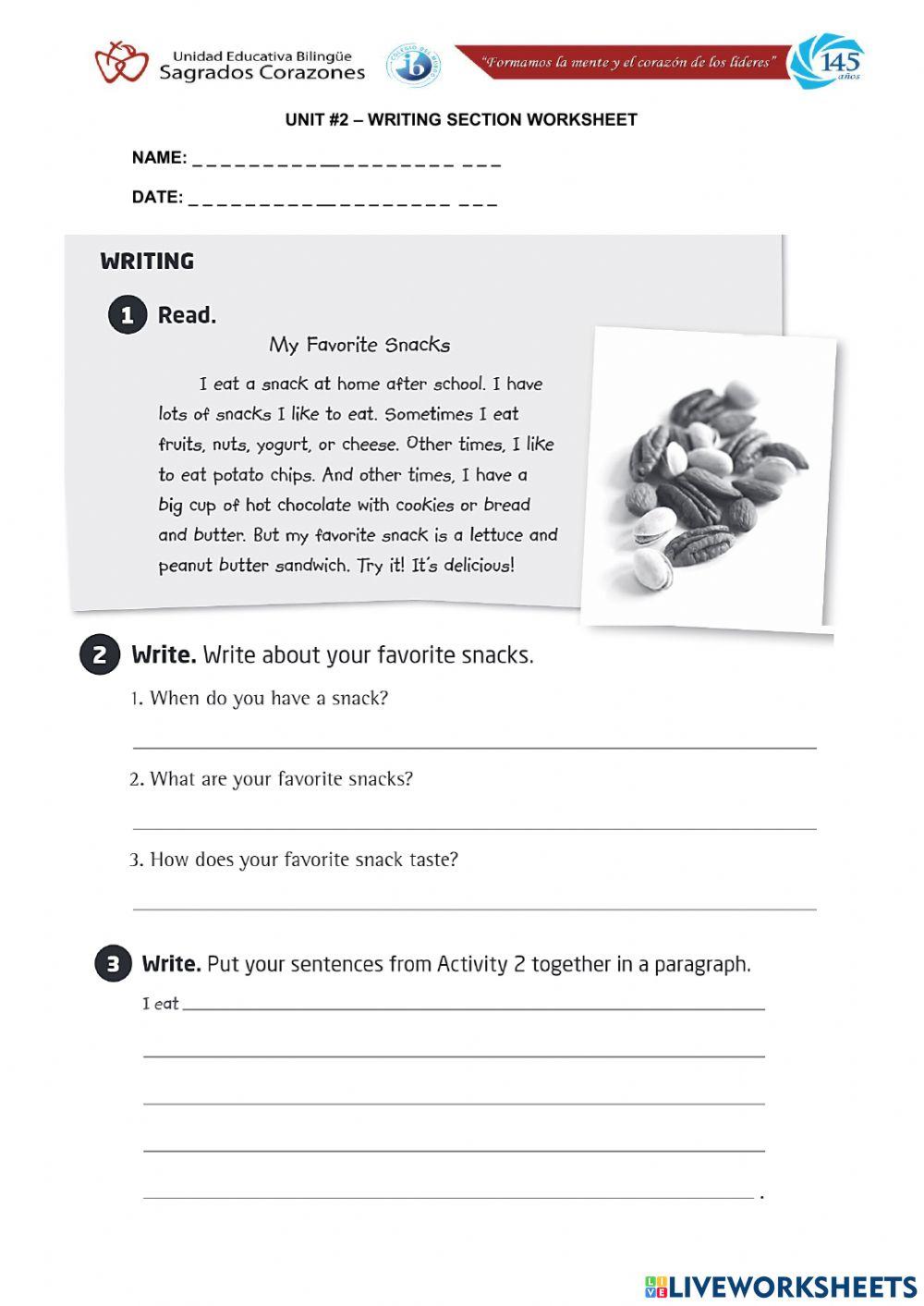 Writing Section Snacks