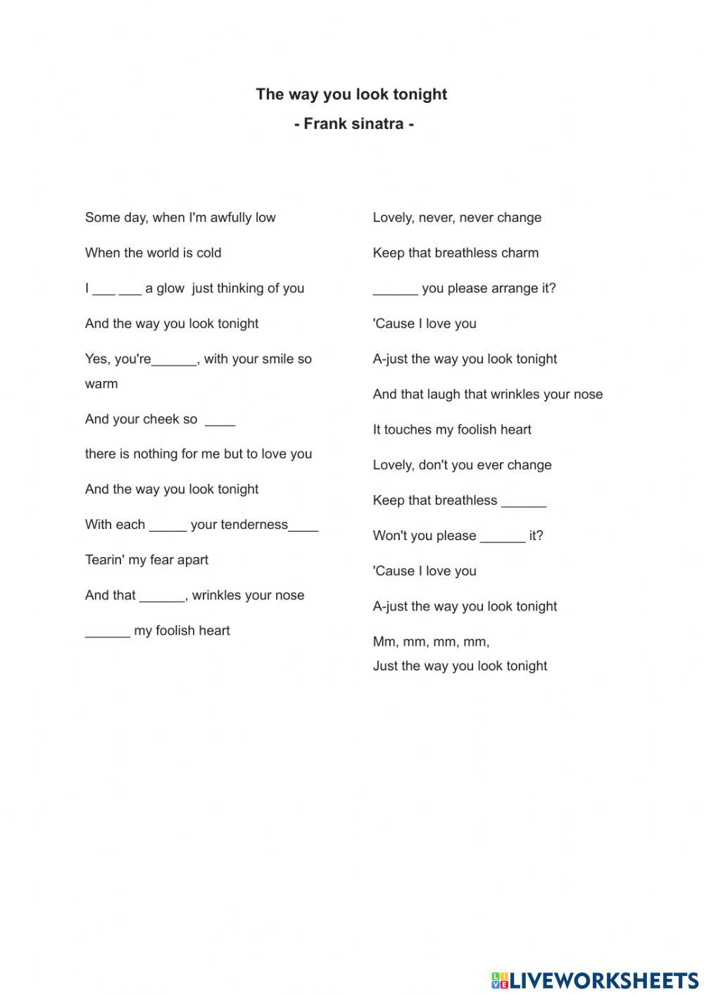 The way you look tonight