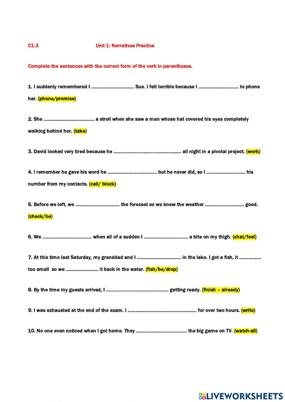 C1.3 Unit 1 Narratives
