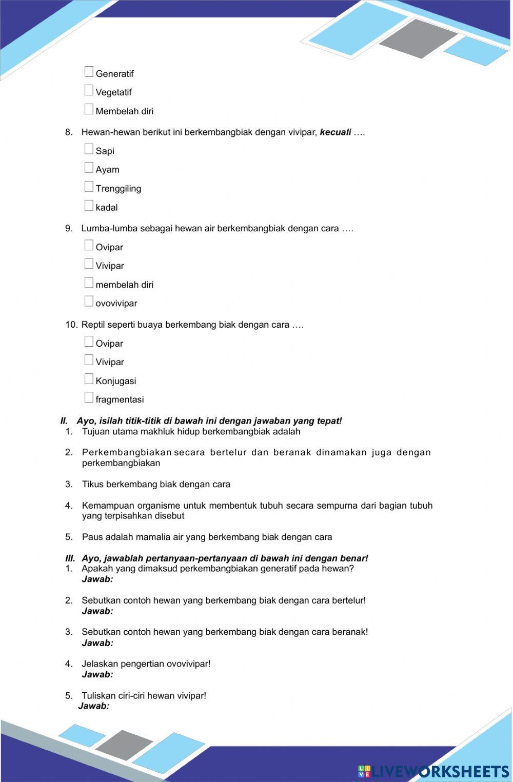 Ulangan Harian Tema 1 Sub Tema 2 IPA