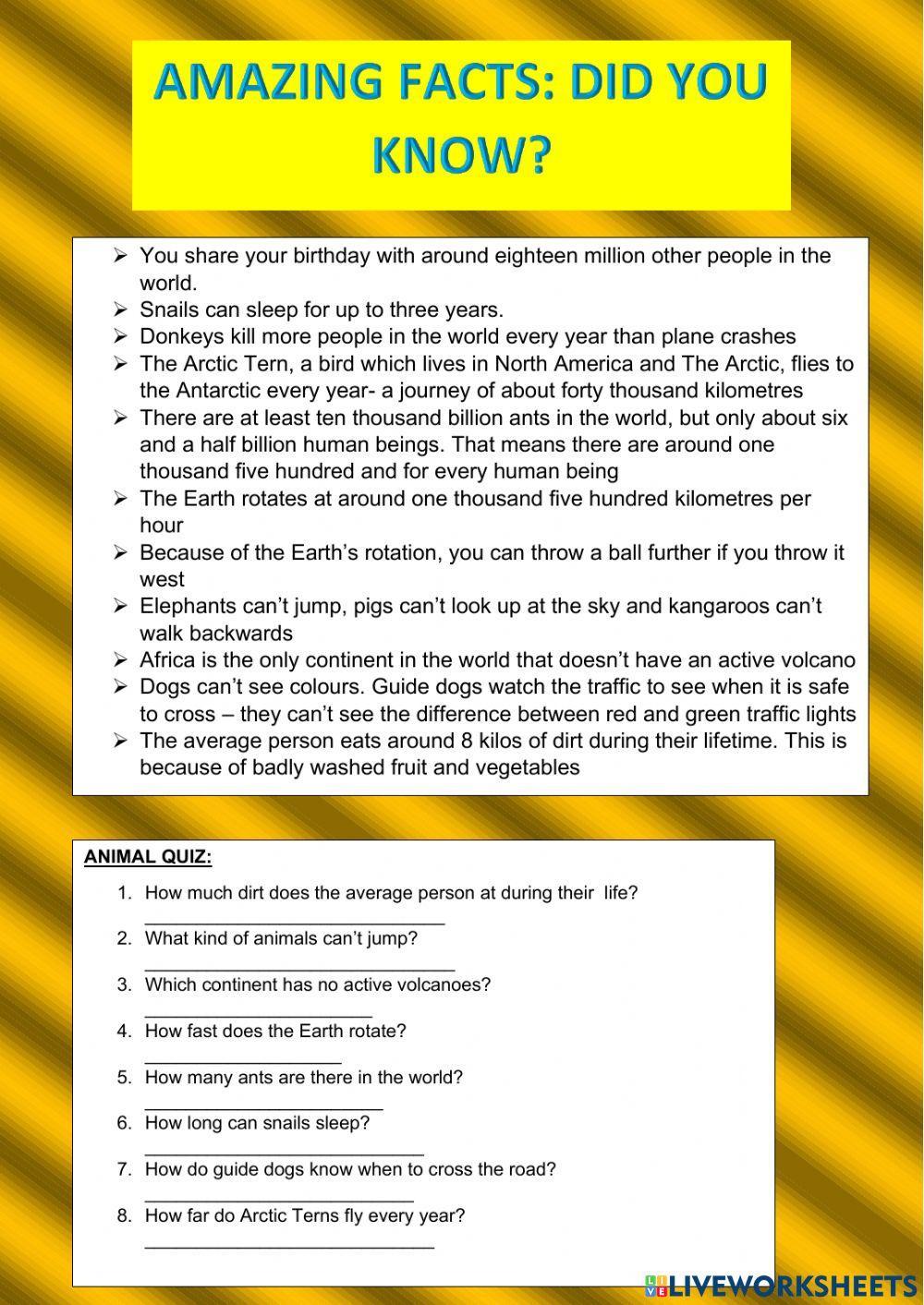 Reading amazing facts