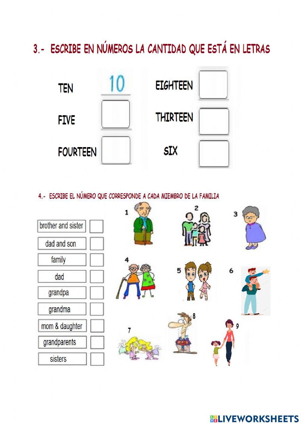family numbers worksheet