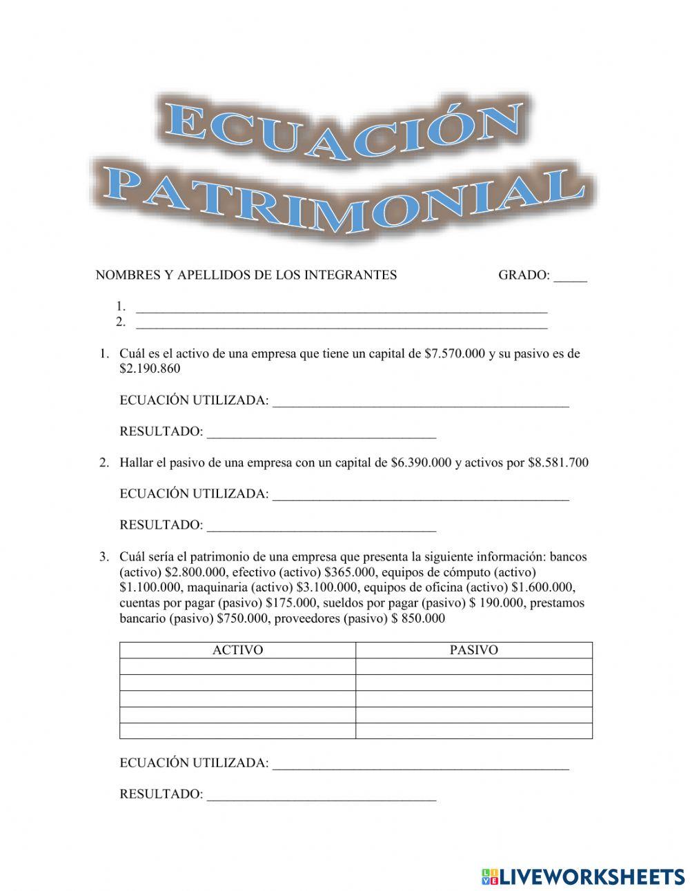 ECUACION PATRIMONIAL